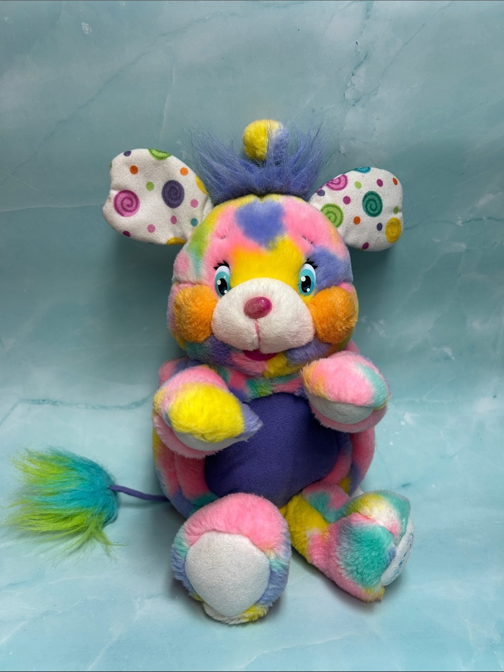 2001 PIXIE DOODLE POPPLE STUFFED ANIMAL PLUSH PEACE TIE DYED RAINBOW POPPLES